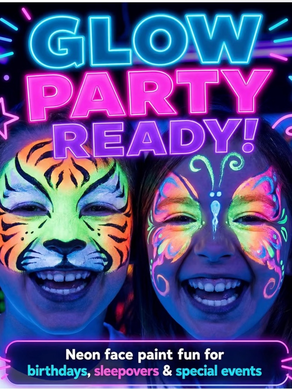 UV Neon Body Crayons - 12 Vibrant Colors Twistable & Washable Face Paint - Picture 6 of 6